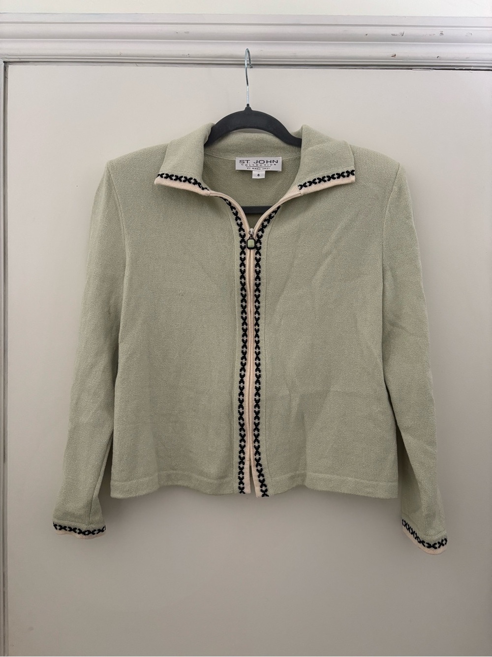 St. John Collection by Marie Gray Green Zip Knit Sweater Long Sleeve Vintage - Picture 11 of 14